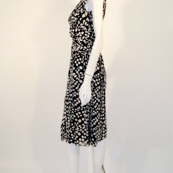 CAROLINA HERRERA Black & White/Ivory Polka Dot Silk Chiffon Dress Size 6 - Picture 3 of 8